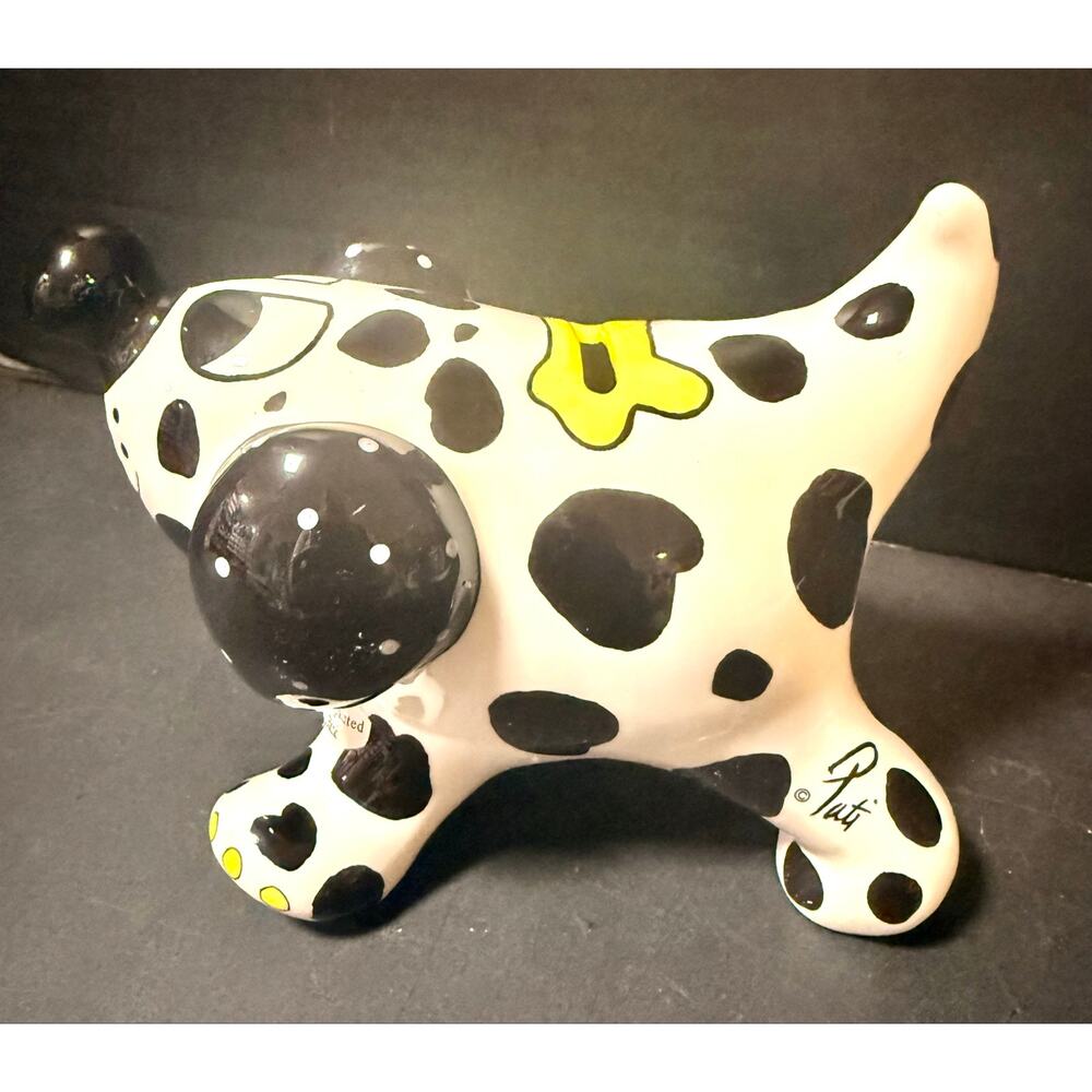 GANZ Dalmatian Puppy Dog Piggy Coin Bank with Stopper, Signed by Pati  5"x7"